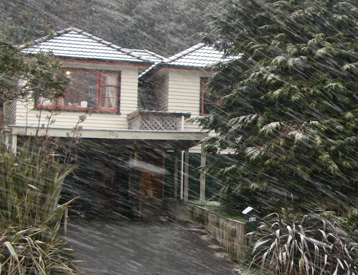 House in the winter with snow